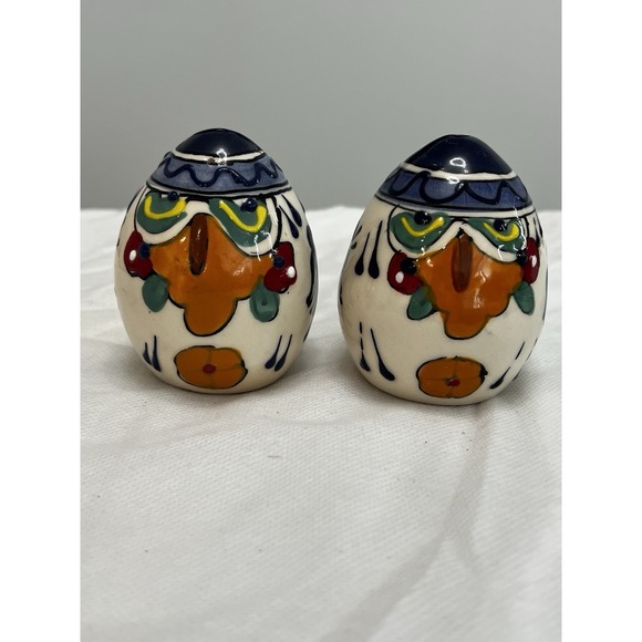 Talavera Other - Talavera Salt Pepper Shakers Hand Painted Mexican Pottery Folk Art Fiesta Vtg
